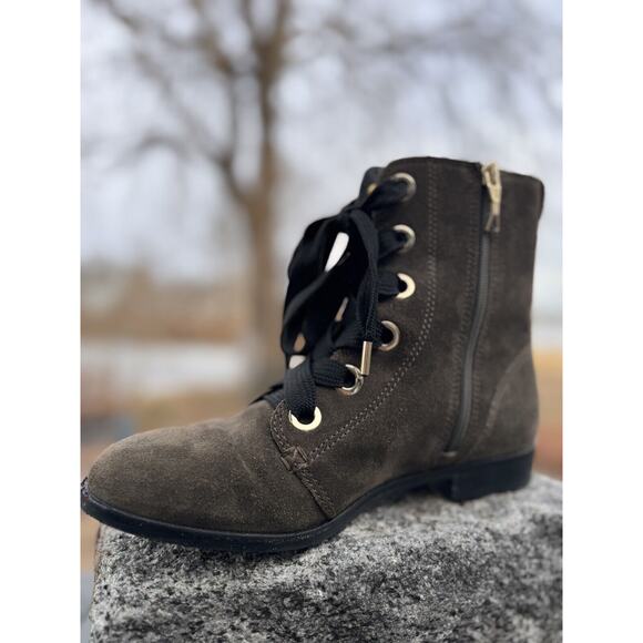 Kate Spade Raquel Olive Green Suede Booties Boots Size 7.5 Excellent Condition - Picture 2 of 7